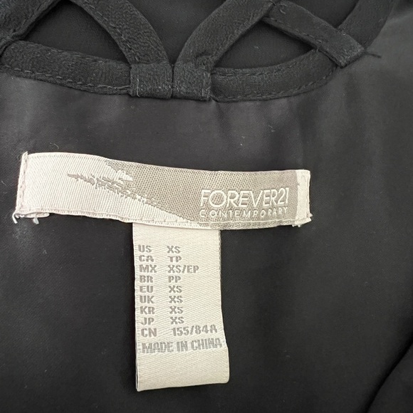 Forever 21 Babydoll Cutout Chiffon Camisole Style Black Mini Dress ~ Size XS - Picture 7 of 8